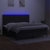 Cama Doble | Cama Para Adultos | Cama Box Spring Colchón Y Luces Led Tela Negro 200x200 Cm Cfw5918893