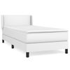 Cama Individual | Cama Para Adultos | Cama Box Spring Con Colchón Cuero Sintético Blanco 100x200 Cm Cfw3069558