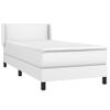 Cama Individual | Cama Para Adultos | Cama Box Spring Con Colchón Cuero Sintético Blanco 100x200 Cm Cfw3069558