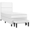 Cama Individual | Cama Para Adultos | Cama Box Spring Con Colchón Cuero Sintético Blanco 100x200 Cm Cfw5013578