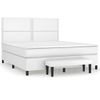 Cama Doble | Cama Para Adultos | Cama Box Spring Con Colchón Cuero Sintético Blanco 180x200 Cm Cfw7068385