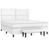 Cama Doble | Cama Para Adultos | Cama Box Spring Con Colchón Cuero Sintético Blanco 180x200 Cm Cfw7068385