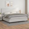 Cama Doble | Cama Para Adultos | Cama Box Spring Con Colchón Cuero Sintético Blanco 200x200 Cm Cfw6740116