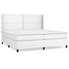 Cama Doble | Cama Para Adultos | Cama Box Spring Con Colchón Cuero Sintético Blanco 200x200 Cm Cfw6778908