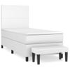 Cama Individual | Cama Para Adultos | Cama Box Spring Con Colchón Cuero Sintético Blanco 80x200 Cm Cfw4778656