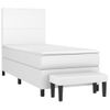 Cama Individual | Cama Para Adultos | Cama Box Spring Con Colchón Cuero Sintético Blanco 80x200 Cm Cfw4778656