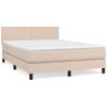 Cama Doble | Cama Para Adultos | Cama Box Spring Con Colchón Cuero Sintético Capuchino 140x190cm Cfw7436222