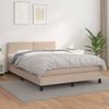 Cama Doble | Cama Para Adultos | Cama Box Spring Con Colchón Cuero Sintético Capuchino 140x190cm Cfw8349647