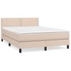 Cama Doble | Cama Para Adultos | Cama Box Spring Con Colchón Cuero Sintético Capuchino 140x190cm Cfw8349647