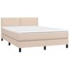 Cama Doble | Cama Para Adultos | Cama Box Spring Con Colchón Cuero Sintético Capuchino 140x190cm Cfw8349647