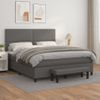 Cama Doble | Cama Para Adultos | Cama Box Spring Con Colchón Cuero Sintético Gris 180x200 Cm Cfw8962026