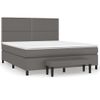 Cama Doble | Cama Para Adultos | Cama Box Spring Con Colchón Cuero Sintético Gris 180x200 Cm Cfw8962026