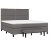 Cama Doble | Cama Para Adultos | Cama Box Spring Con Colchón Cuero Sintético Gris 180x200 Cm Cfw8962026