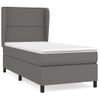 Cama Individual | Cama Para Adultos | Cama Box Spring Con Colchón Cuero Sintético Gris 90x190 Cm Cfw8945901