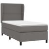 Cama Individual | Cama Para Adultos | Cama Box Spring Con Colchón Cuero Sintético Gris 90x190 Cm Cfw8945901