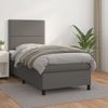 Cama Individual | Cama Para Adultos | Cama Box Spring Con Colchón Cuero Sintético Gris 90x190 Cm Cfw8331908