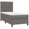 Cama Individual | Cama Para Adultos | Cama Box Spring Con Colchón Cuero Sintético Gris 90x190 Cm Cfw8331908