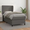 Cama Individual | Cama Para Adultos | Cama Box Spring Con Colchón Cuero Sintético Gris 90x190 Cm Cfw6388314