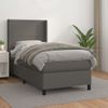 Cama Individual | Cama Para Adultos | Cama Box Spring Con Colchón Cuero Sintético Gris 90x190 Cm Cfw8228069