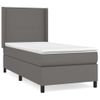 Cama Individual | Cama Para Adultos | Cama Box Spring Con Colchón Cuero Sintético Gris 90x190 Cm Cfw8228069