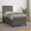 Cama Individual | Cama Para Adultos | Cama Box Spring Con Colchón Cuero Sintético Gris 90x190 Cm Cfw9723497