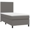 Cama Individual | Cama Para Adultos | Cama Box Spring Con Colchón Cuero Sintético Gris 90x190 Cm Cfw9723497