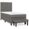 Cama Individual | Cama Para Adultos | Cama Box Spring Con Colchón Cuero Sintético Gris 90x190 Cm Cfw4274819