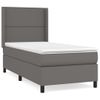 Cama Individual | Cama Para Adultos | Cama Box Spring Con Colchón Cuero Sintético Gris 90x190 Cm Cfw4506428