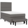 Cama Individual | Cama Para Adultos | Cama Box Spring Con Colchón Cuero Sintético Gris 90x190 Cm Cfw8509076