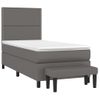 Cama Individual | Cama Para Adultos | Cama Box Spring Con Colchón Cuero Sintético Gris 90x190 Cm Cfw8509076