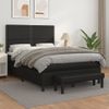 Cama Doble | Cama Para Adultos | Cama Box Spring Con Colchón Cuero Sintético Negro 140x190 Cm Cfw4142833