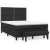 Cama Doble | Cama Para Adultos | Cama Box Spring Con Colchón Cuero Sintético Negro 140x190 Cm Cfw4142833