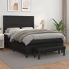 Cama Doble | Cama Para Adultos | Cama Box Spring Con Colchón Cuero Sintético Negro 140x190 Cm Cfw9558121