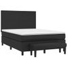 Cama Doble | Cama Para Adultos | Cama Box Spring Con Colchón Cuero Sintético Negro 140x190 Cm Cfw9558121