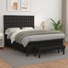 Cama Doble | Cama Para Adultos | Cama Box Spring Con Colchón Cuero Sintético Negro 140x190 Cm Cfw1505669