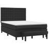 Cama Doble | Cama Para Adultos | Cama Box Spring Con Colchón Cuero Sintético Negro 140x190 Cm Cfw1505669