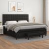 Cama Doble | Cama Para Adultos | Cama Box Spring Con Colchón Cuero Sintético Negro 200x200 Cm Cfw8372289