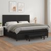 Cama Doble | Cama Para Adultos | Cama Box Spring Con Colchón Cuero Sintético Negro 200x200 Cm Cfw5804325