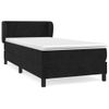 Cama Individual | Cama Para Adultos | Cama Box Spring Con Colchón Cuero Sintético Negro 90x190 Cm Cfw1514505