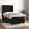 Cama Individual | Cama Para Adultos | Cama Box Spring Con Colchón Cuero Sintético Negro 90x190 Cm Cfw1905187