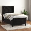 Cama Individual | Cama Para Adultos | Cama Box Spring Con Colchón Cuero Sintético Negro 90x190 Cm Cfw3095365