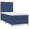 Cama Individual | Cama Para Adultos | Cama Box Spring Con Colchón Tela Azul 100x200 Cm Cfw3409579