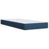 Cama Individual | Cama Para Adultos | Cama Box Spring Con Colchón Tela Azul 100x200 Cm Cfw9069341