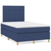 Cama Doble | Cama Para Adultos | Cama Box Spring Con Colchón Tela Azul 120x200 Cm Cfw8166224