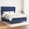 Cama Doble | Cama Para Adultos | Cama Box Spring Con Colchón Tela Azul 140x190 Cm Cfw2208945