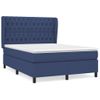 Cama Doble | Cama Para Adultos | Cama Box Spring Con Colchón Tela Azul 140x190 Cm Cfw2208945