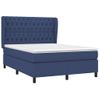 Cama Doble | Cama Para Adultos | Cama Box Spring Con Colchón Tela Azul 140x190 Cm Cfw2208945