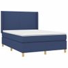 Cama Doble | Cama Para Adultos | Cama Box Spring Con Colchón Tela Azul 140x190 Cm Cfw7776216