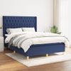 Cama Doble | Cama Para Adultos | Cama Box Spring Con Colchón Tela Azul 140x190 Cm Cfw6460905