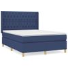 Cama Doble | Cama Para Adultos | Cama Box Spring Con Colchón Tela Azul 140x190 Cm Cfw6460905